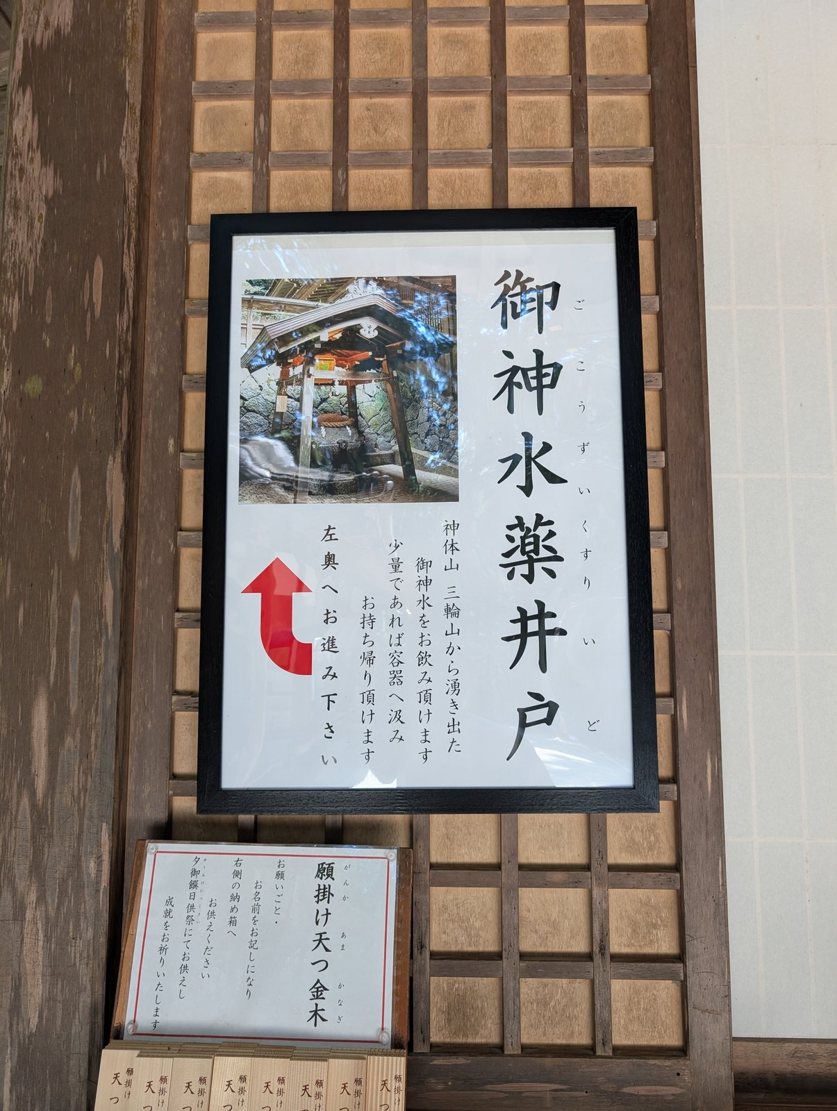 「御神水 薬井戸」の掲示