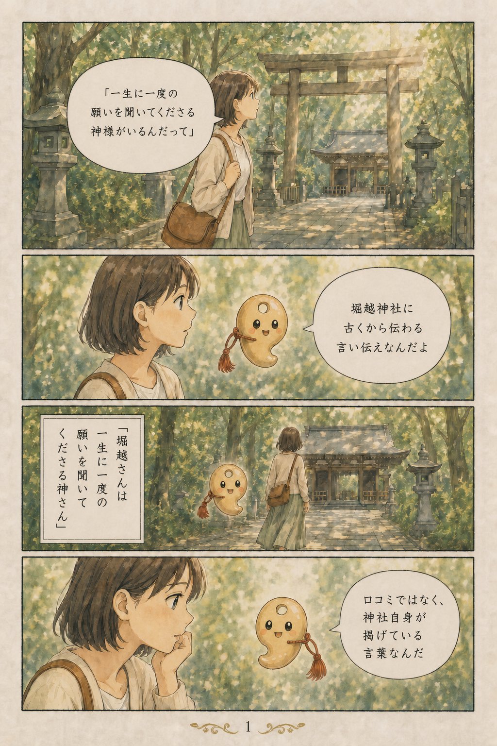 堀越神社のひと夢祈願とは — 一生に一度の願いと向き合う由緒 まんが解説 1ページ目