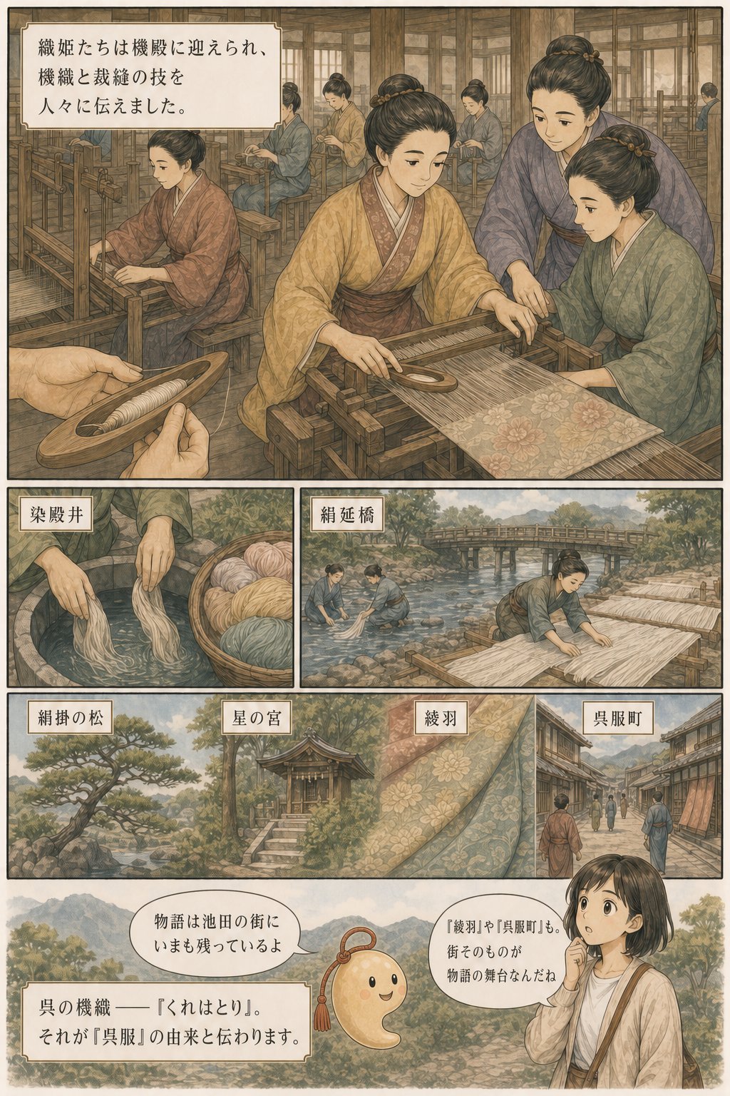 「呉服」の語源になった神社 — 池田・呉服神社と織姫伝説 まんが解説 4ページ目