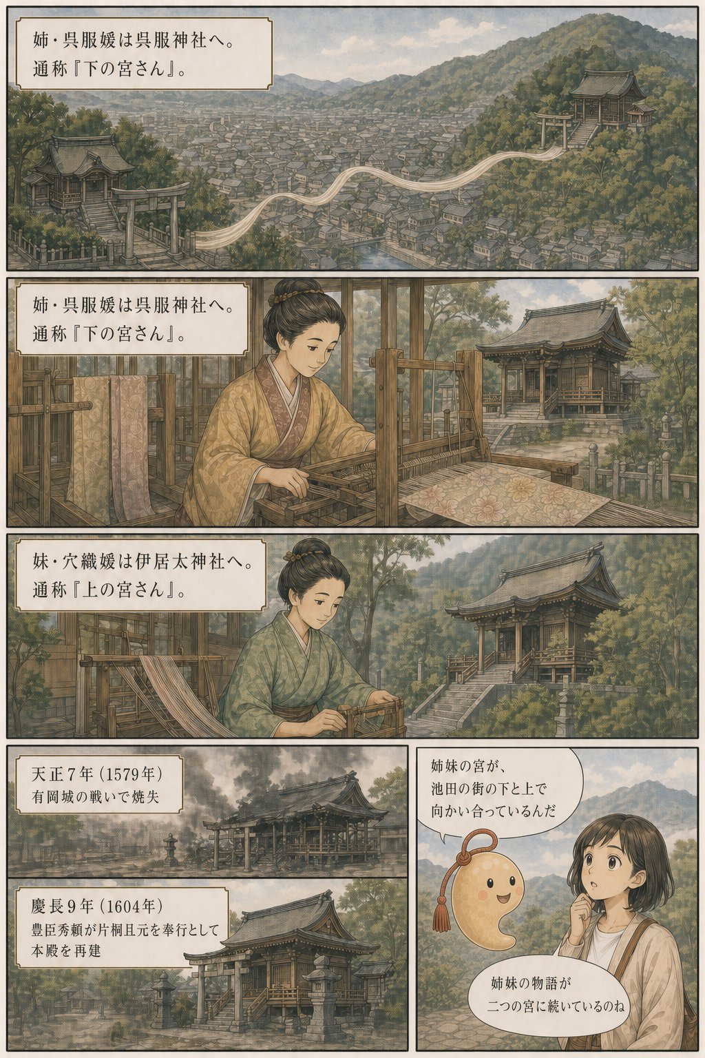 「呉服」の語源になった神社 — 池田・呉服神社と織姫伝説 まんが解説 5ページ目