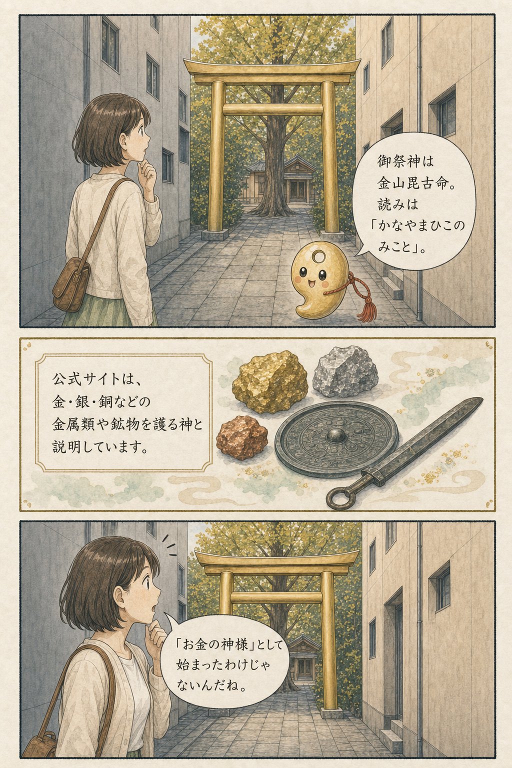 御金神社のお参りの仕方 — 読み方・黄金鳥居の由緒と「福財布」の公式情報 まんが解説 2ページ目
