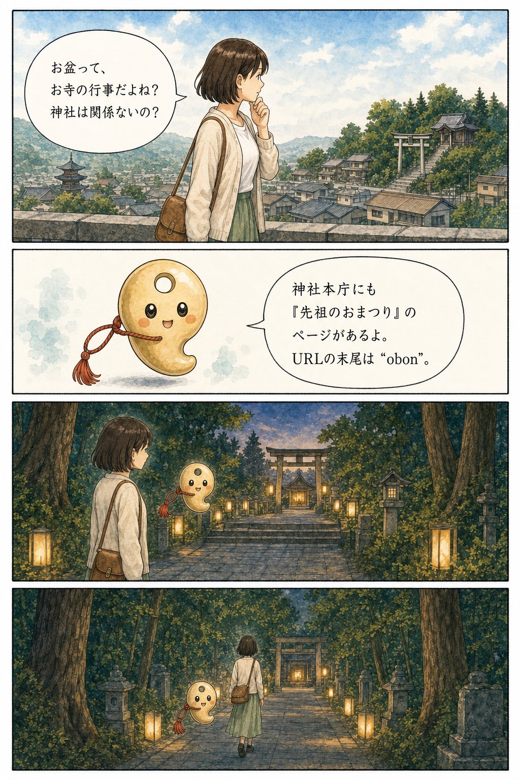 お盆に神社へ行ってはいけない？ — 結論、参拝して大丈夫です まんが解説 1ページ目