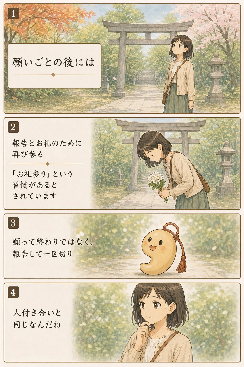 参拝の基本作法 — 鳥居のくぐり方から二礼二拍手一礼まで まんが解説 6ページ目