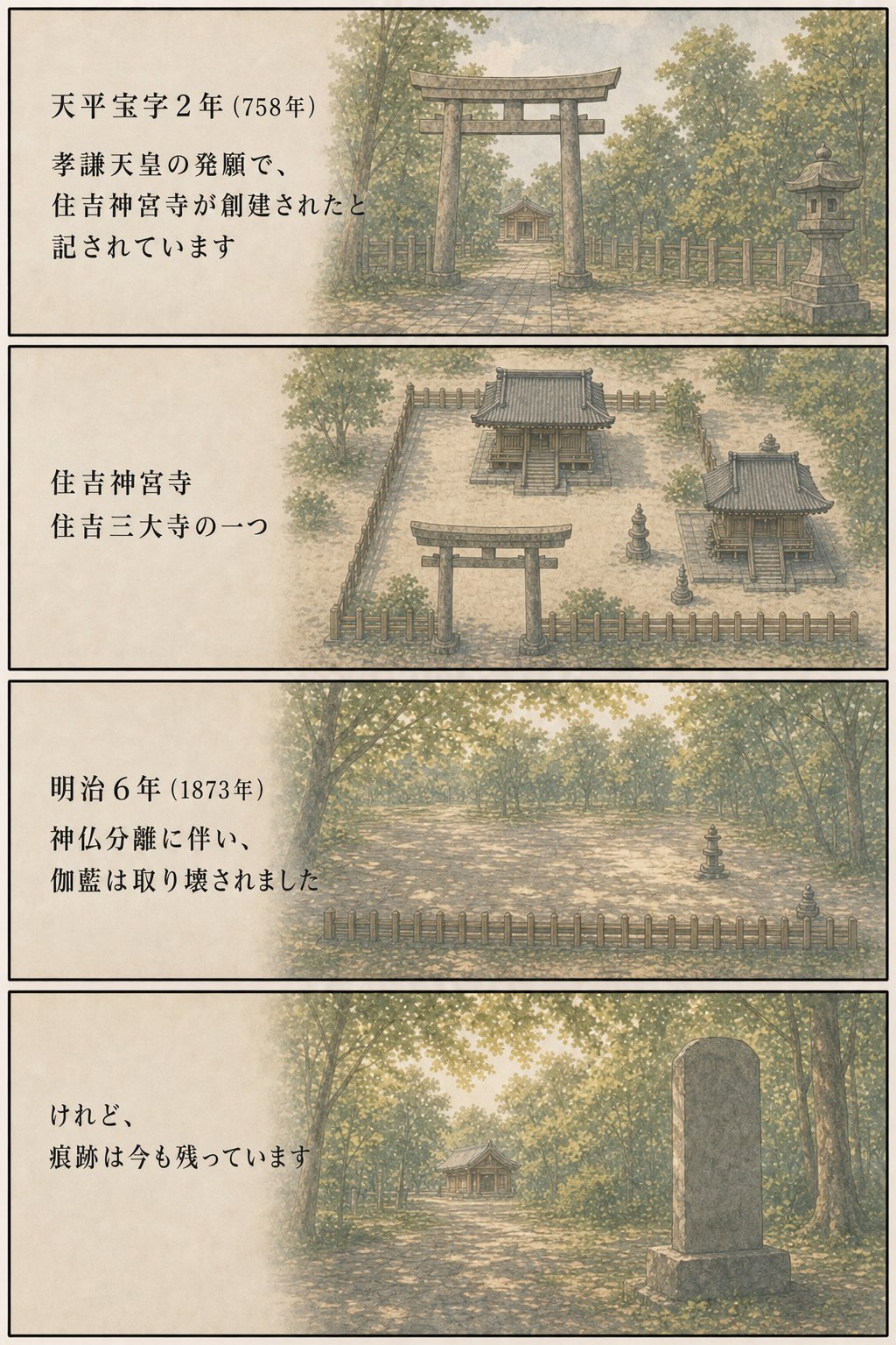 神仏習合とは — なぜお寺に鳥居？四天王寺の石鳥居に残る千年の記憶 まんが解説 5ページ目