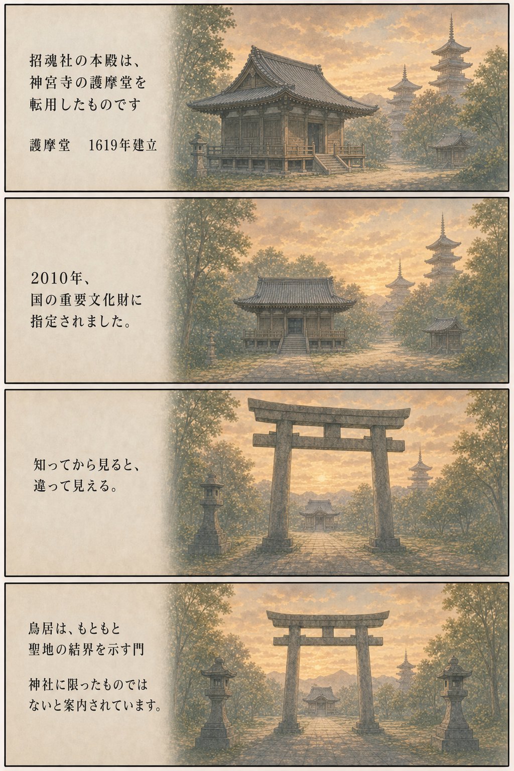 神仏習合とは — なぜお寺に鳥居？四天王寺の石鳥居に残る千年の記憶 まんが解説 6ページ目