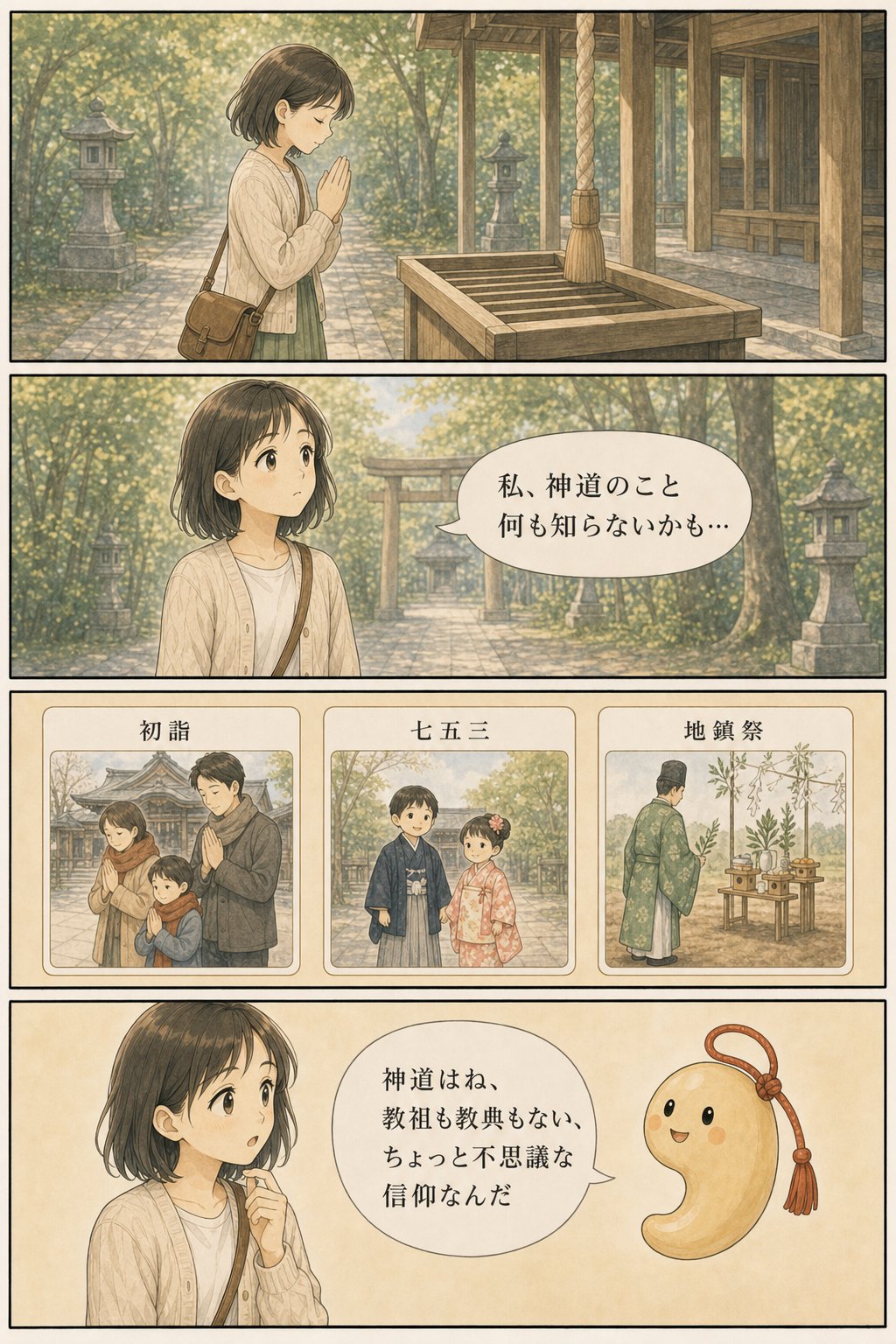 神道とは何か — 教祖も教典も持たない信仰の成り立ちをたどる まんが解説 1ページ目