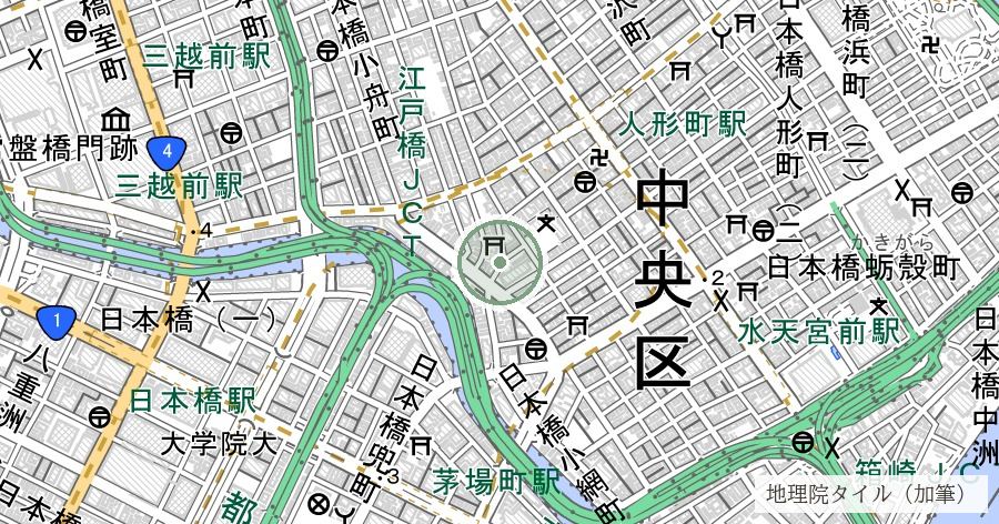 小網神社（強運厄除・東京銭洗い弁天）の位置を示す地図