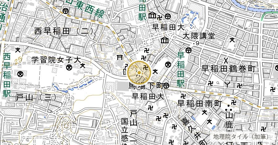 穴八幡宮（一陽来復御守）の位置を示す地図