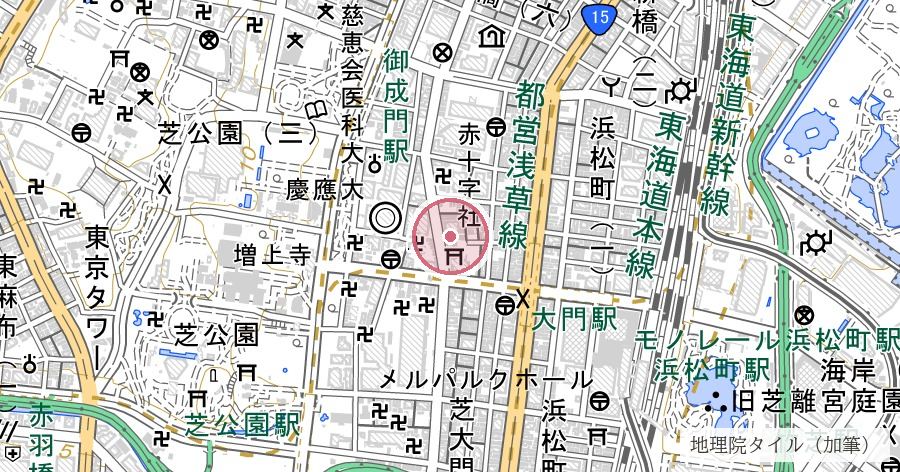 芝大神宮（千木筥・関東のお伊勢さま）の位置を示す地図