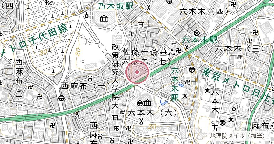 出雲大社東京分祠の位置を示す地図
