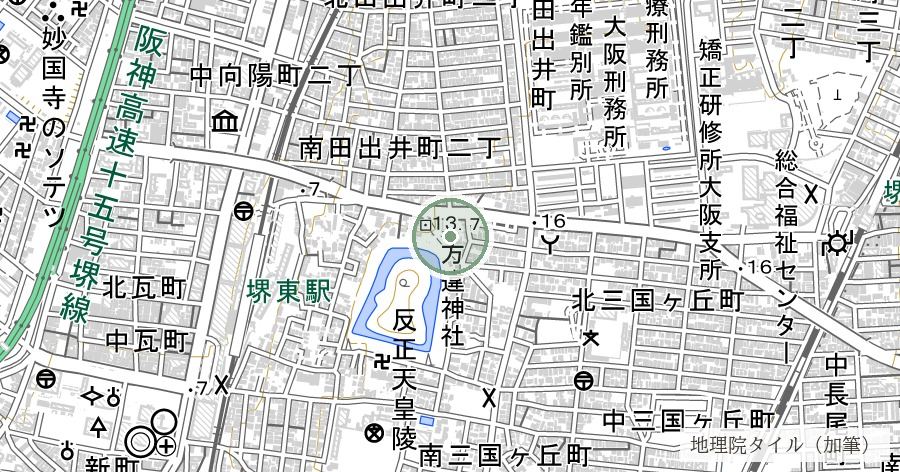 方違神社の位置を示す地図