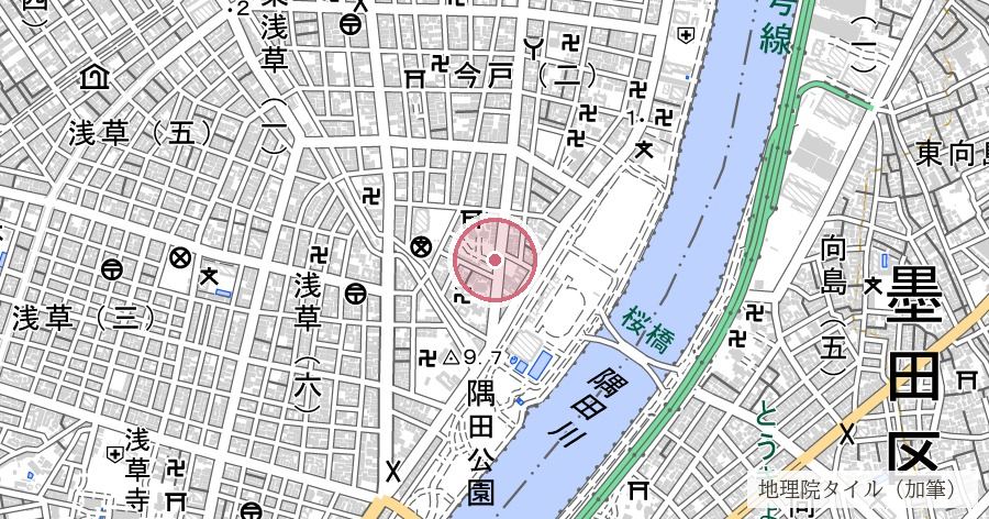 今戸神社の位置を示す地図