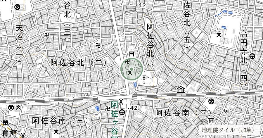 阿佐ヶ谷神明宮（八難除の社）の位置を示す地図