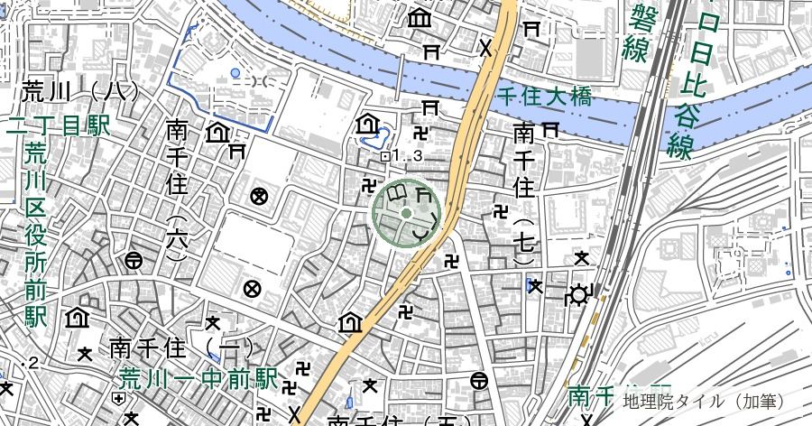 素盞雄神社（千住天王）の位置を示す地図