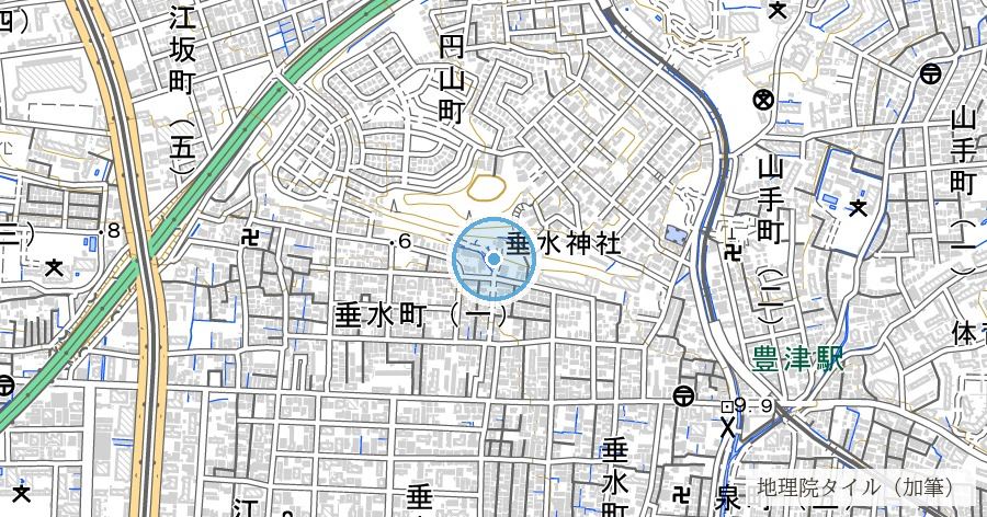垂水神社(たるみじんじゃ)の位置を示す地図
