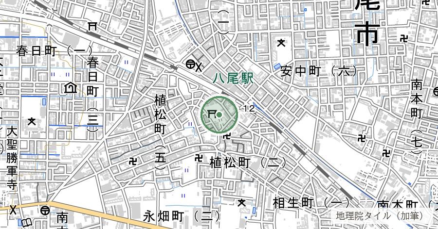 渋川神社のくす(澁川神社の大楠)の位置を示す地図