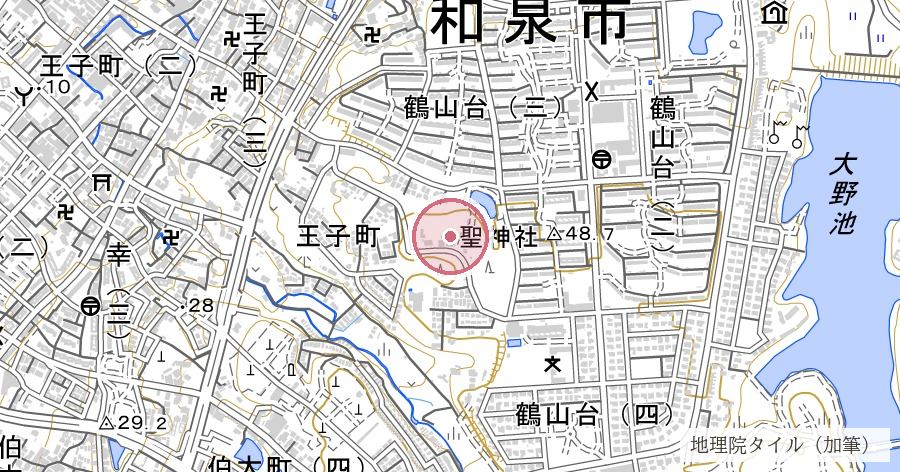 聖神社(信太明神)の位置を示す地図