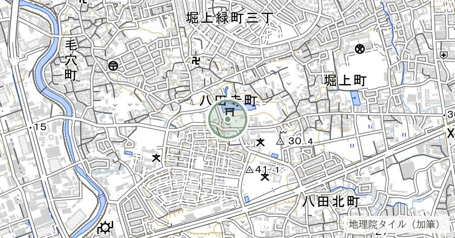 蜂田神社(鈴の宮)の位置を示す地図