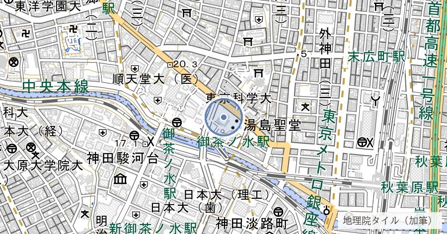 湯島聖堂(史跡・孔子廟)の位置を示す地図