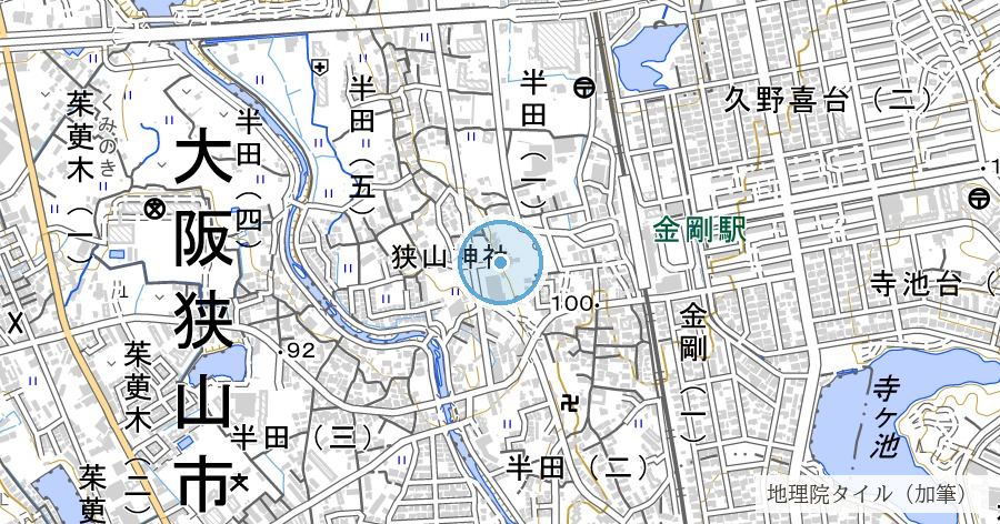 狭山神社(半田の大宮)の位置を示す地図