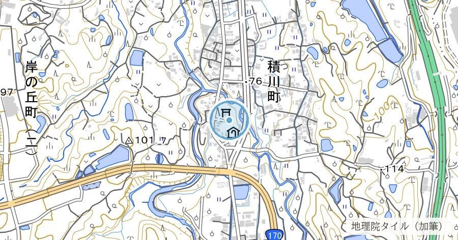積川神社(つがわじんじゃ)の位置を示す地図