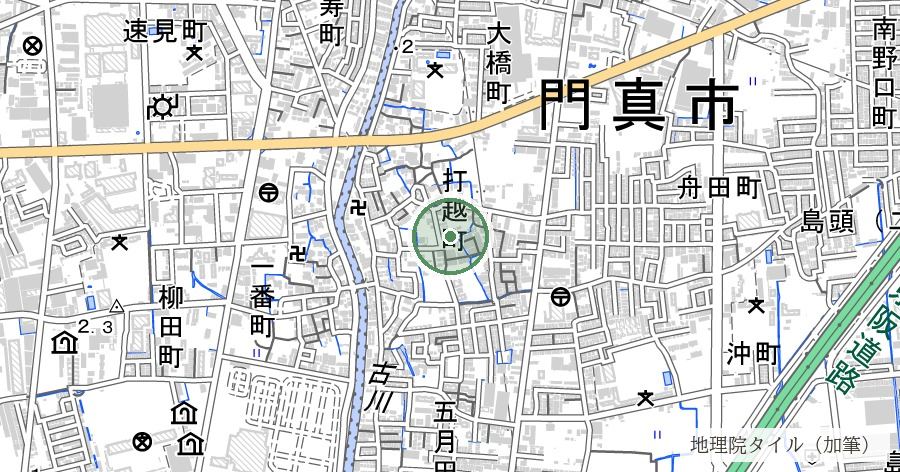 三島神社の薫蓋樟（くんがいしょう）の位置を示す地図