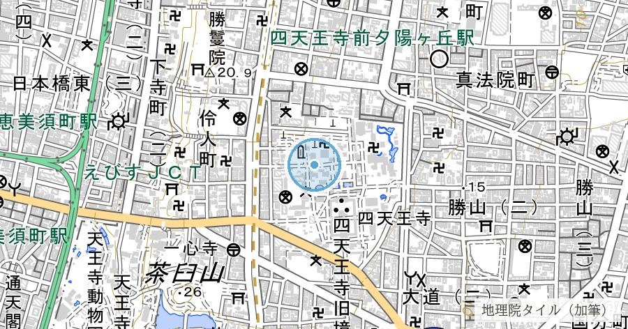 四天王寺 亀井堂（亀井の水・経木流し）の位置を示す地図