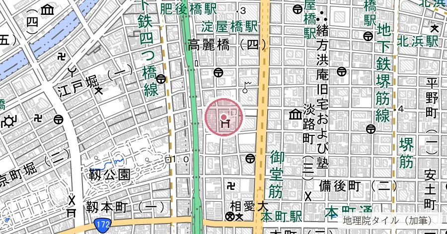 御霊神社（ごりょうさん）の位置を示す地図
