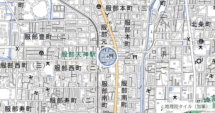 服部天神宮の位置を示す地図
