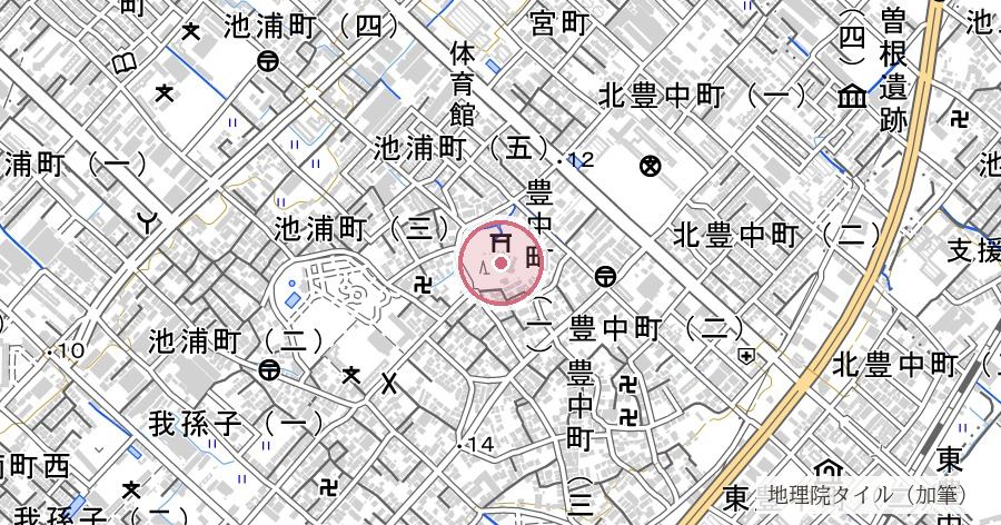 泉穴師神社(いずみあなしじんじゃ)の位置を示す地図