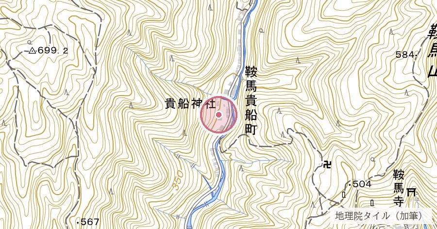 貴船神社（きふねじんじゃ）の位置を示す地図