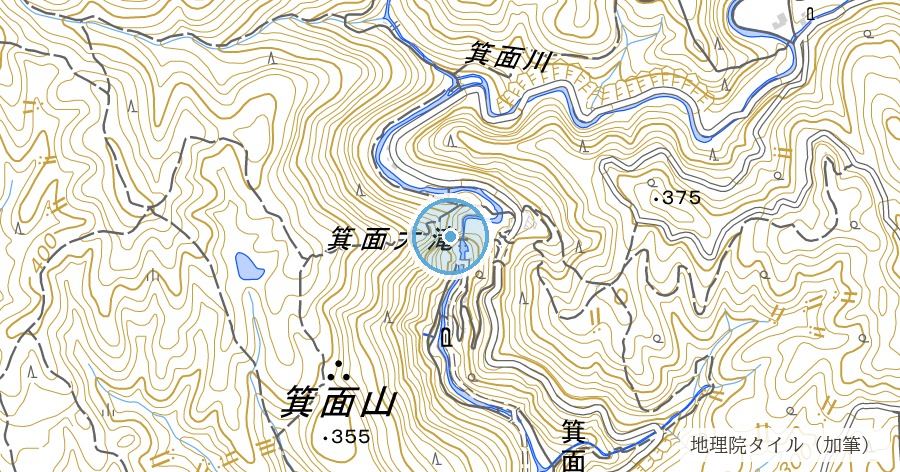 箕面大滝の位置を示す地図