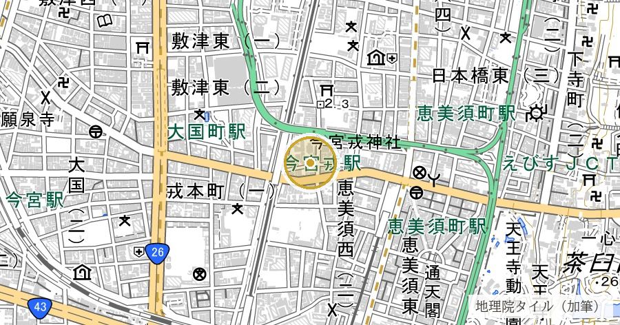 今宮戎神社の位置を示す地図