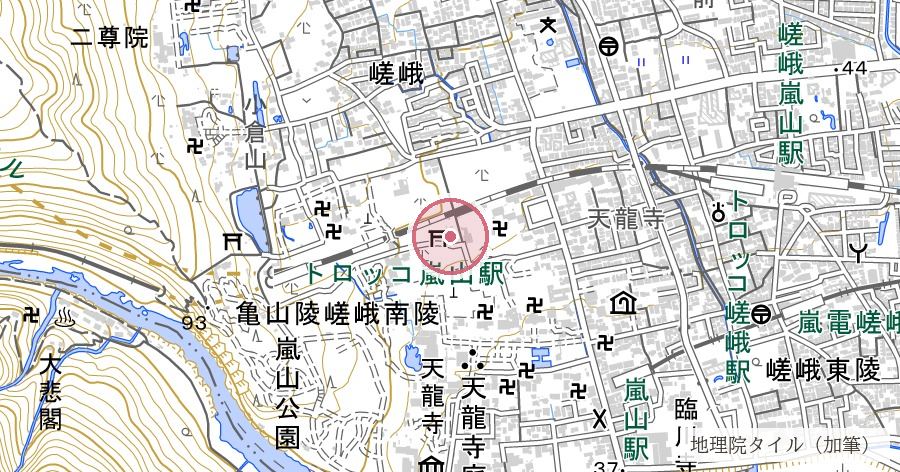 野宮神社(嵯峨野)の位置を示す地図