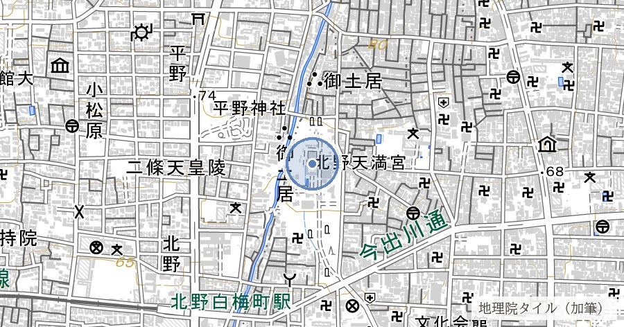 北野天満宮の位置を示す地図