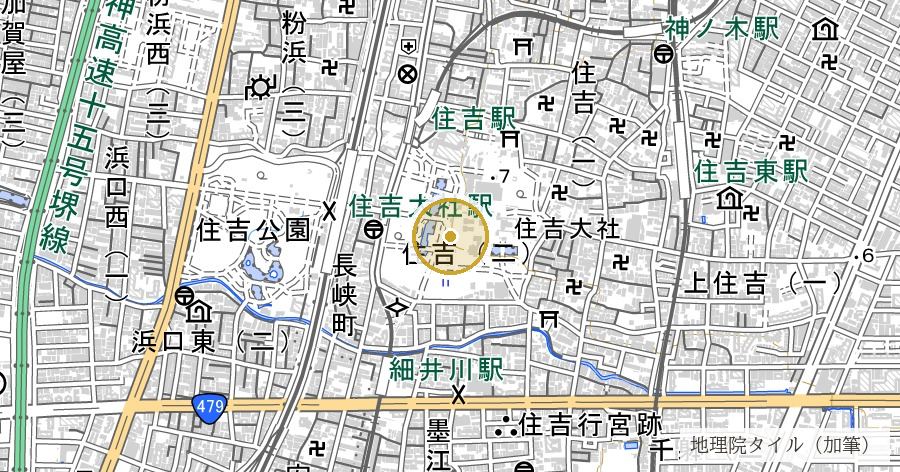 楠珺社(住吉大社)の位置を示す地図