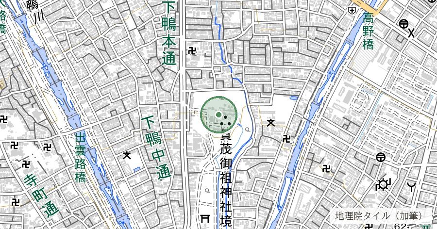 下鴨神社 糺の森（賀茂御祖神社）の位置を示す地図