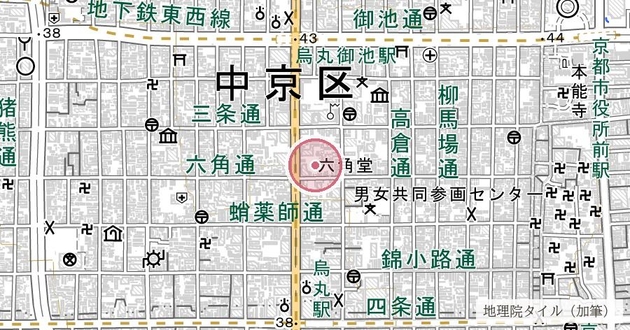 六角堂(頂法寺)の位置を示す地図