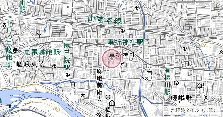 車折神社の位置を示す地図