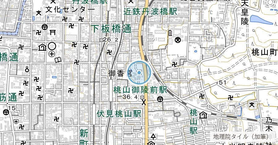 御香宮神社 御香水(名水百選)の位置を示す地図