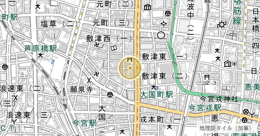 大国主神社（敷津松之宮）の位置を示す地図
