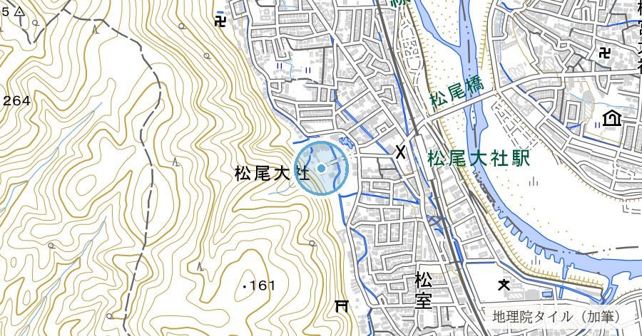 松尾大社 亀の井(日本第一酒造神の霊泉)の位置を示す地図
