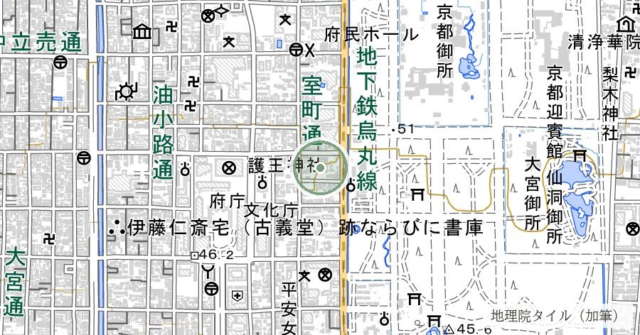 護王神社(足腰守護・いのしし神社)の位置を示す地図