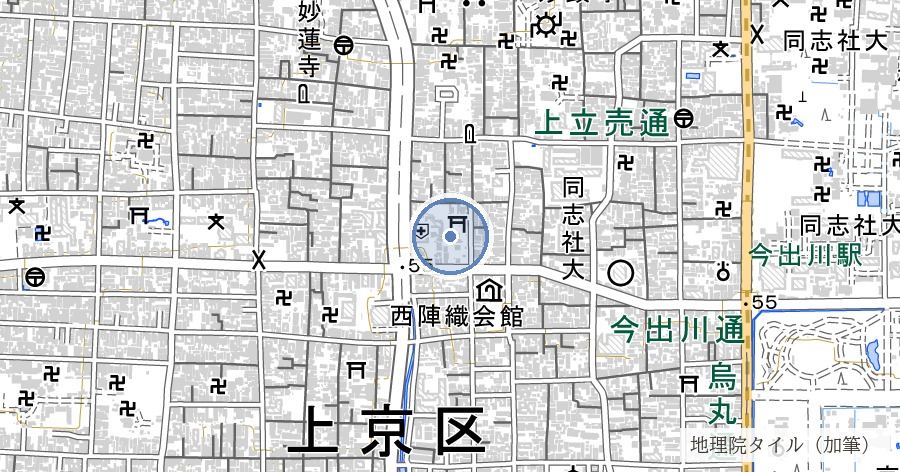 白峯神宮(まりの神様・精大明神)の位置を示す地図