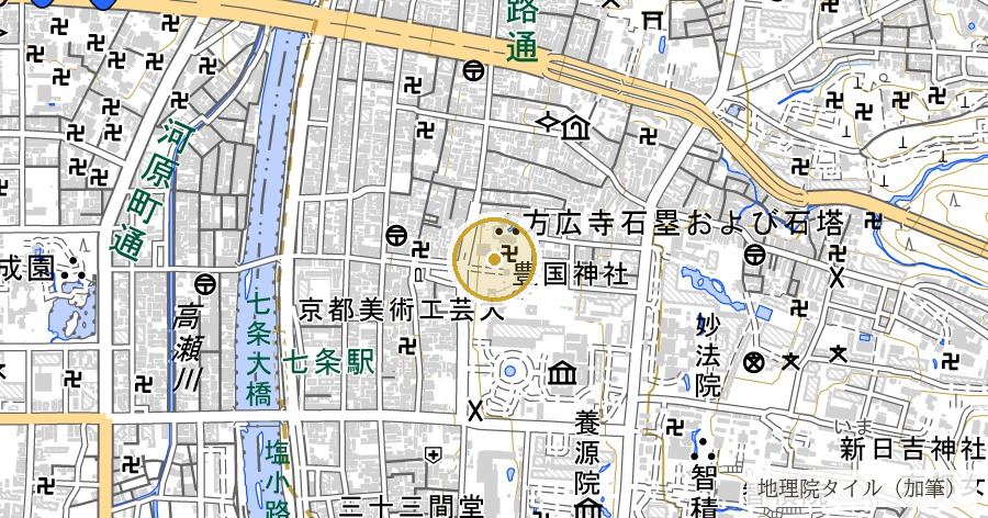 豊国神社(豊臣秀吉・出世開運)の位置を示す地図