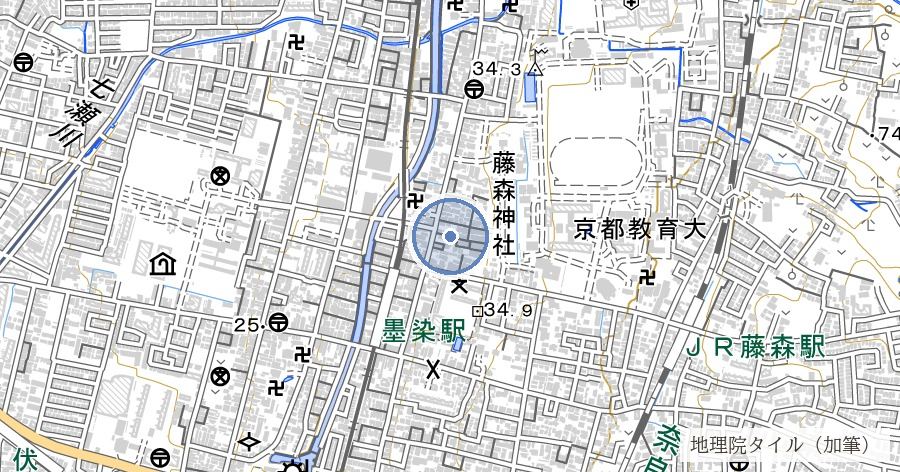 藤森神社(勝運と馬の社・菖蒲の節句発祥)の位置を示す地図