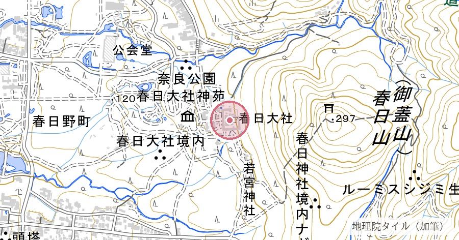 春日大社(夫婦大國社)の位置を示す地図