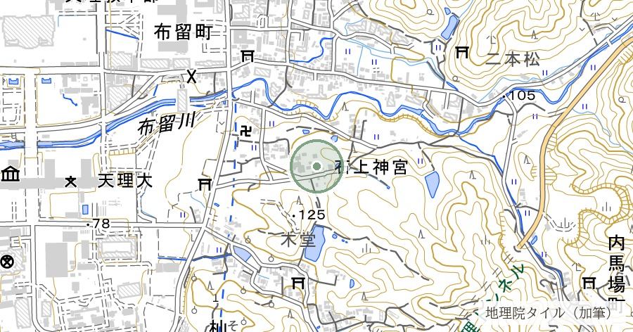 石上神宮（いそのかみじんぐう・布留の社）の位置を示す地図