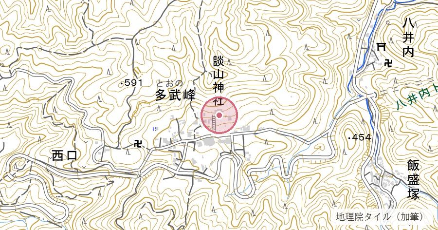 談山神社(大化改新談合の地・恋神社)の位置を示す地図