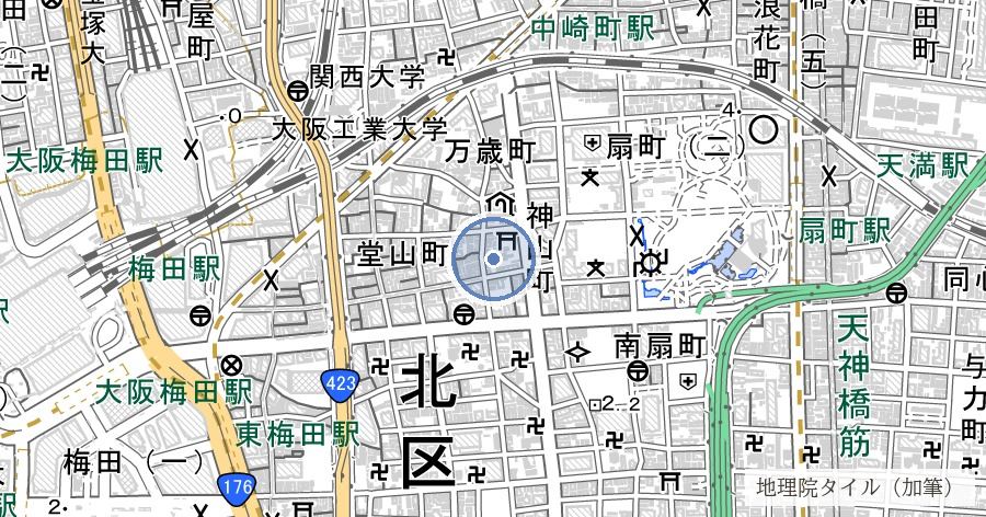 綱敷天神社の位置を示す地図